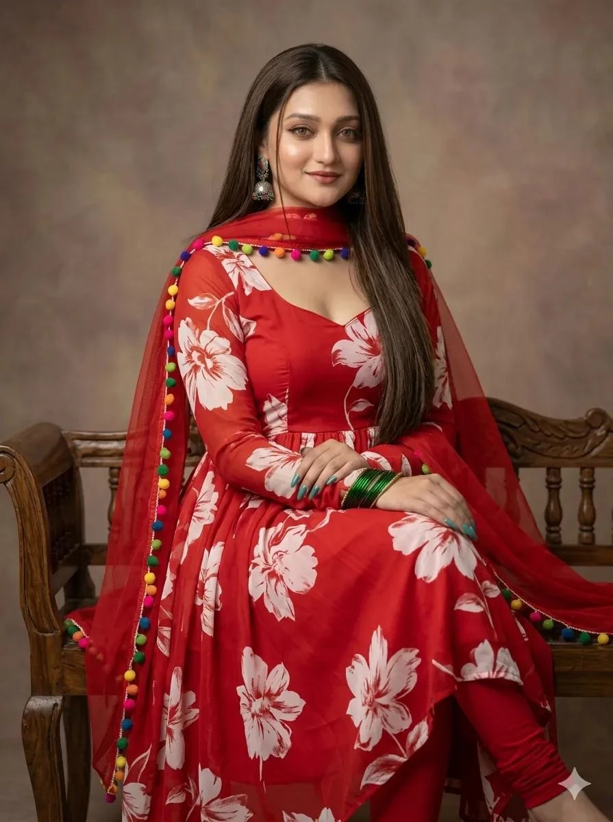 A young woman with the exact facial features as the woman in the provided...