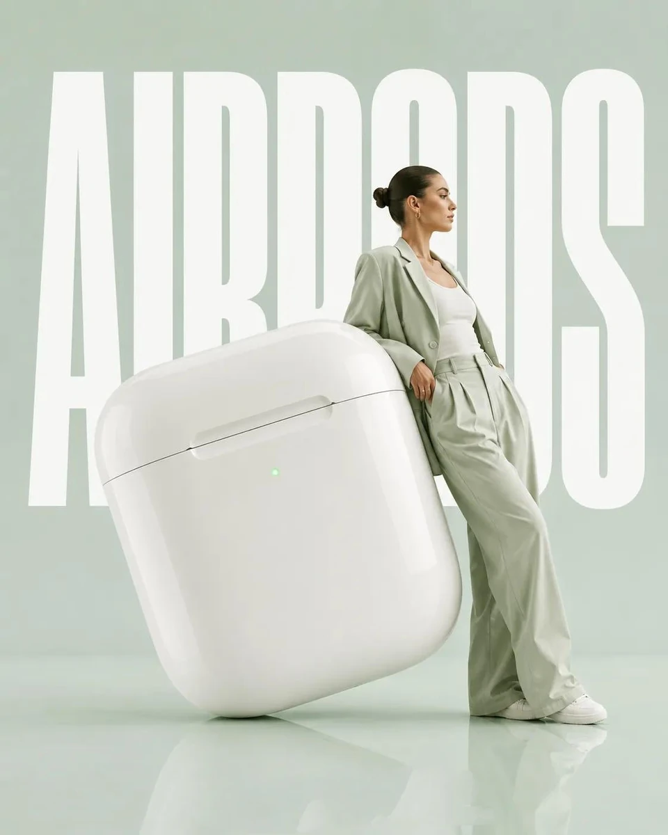 High fashion surrealist advertising poster. [Background Color] minimalist...