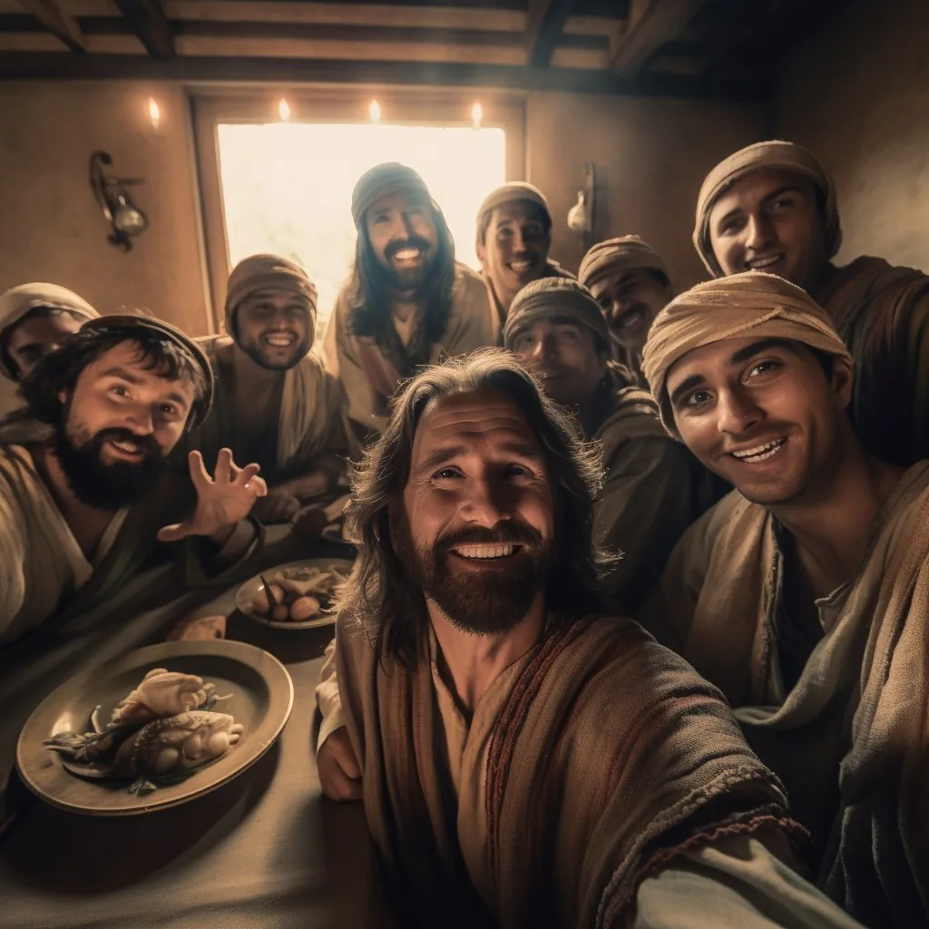📸 Jesús y los colegas en la Última Cena. Lo he titulado: "Una más y pa c...
