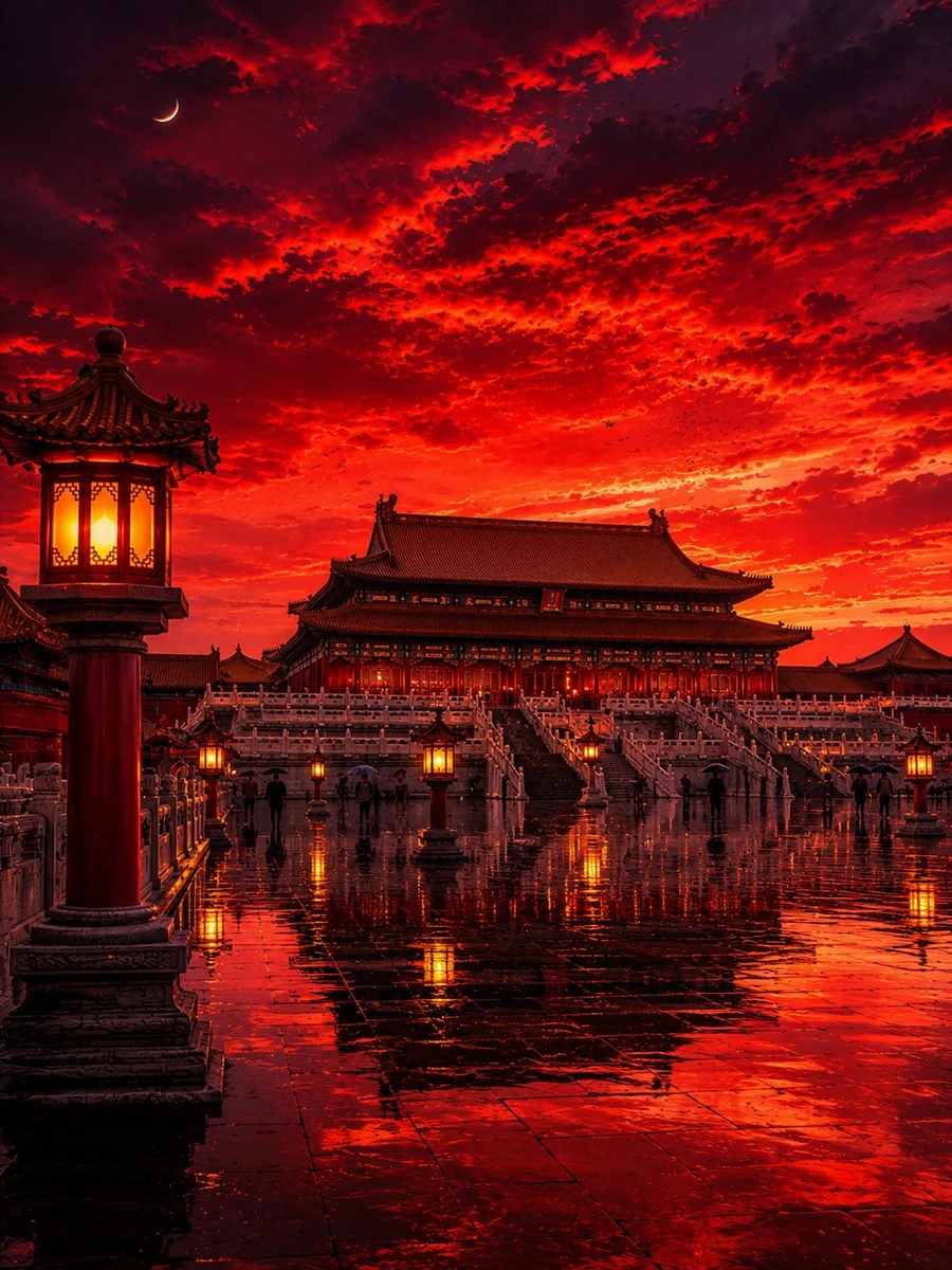 A breathtaking cinematic digital artwork of the Forbidden City in Beijing...