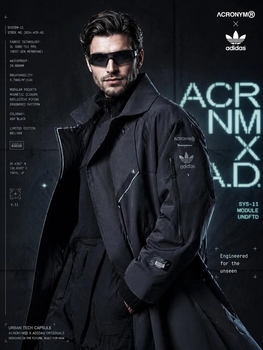 Ultra-realistic luxury fashion campaign poster featuring a young male mod...