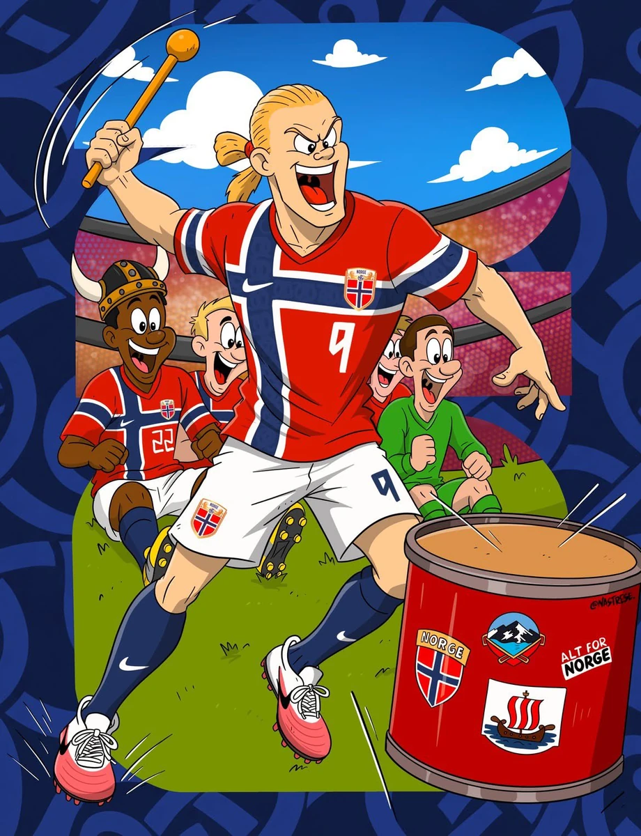 A bold, high-energy 2D cartoon sports illustration in a clean European co...