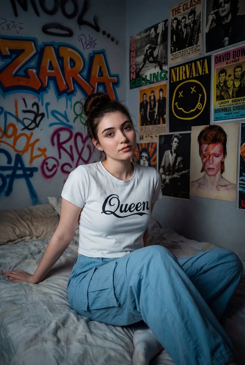 A high-quality, cinematic medium close portrait of a me sitting on a mess...