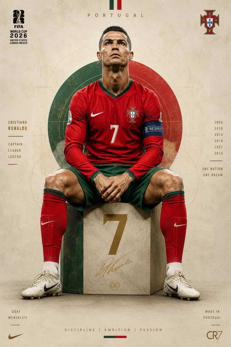 Ultra-detailed football portrait poster of a legendary Portuguese footbal...