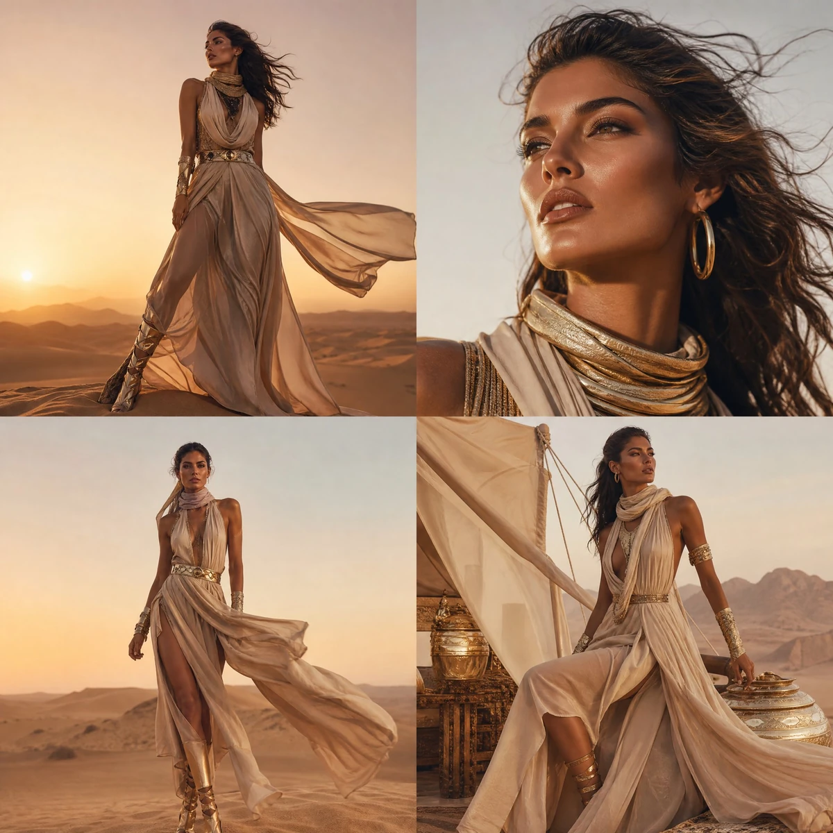 A high-fashion cinematic desert shoot inspired by Vogue editorial styling...