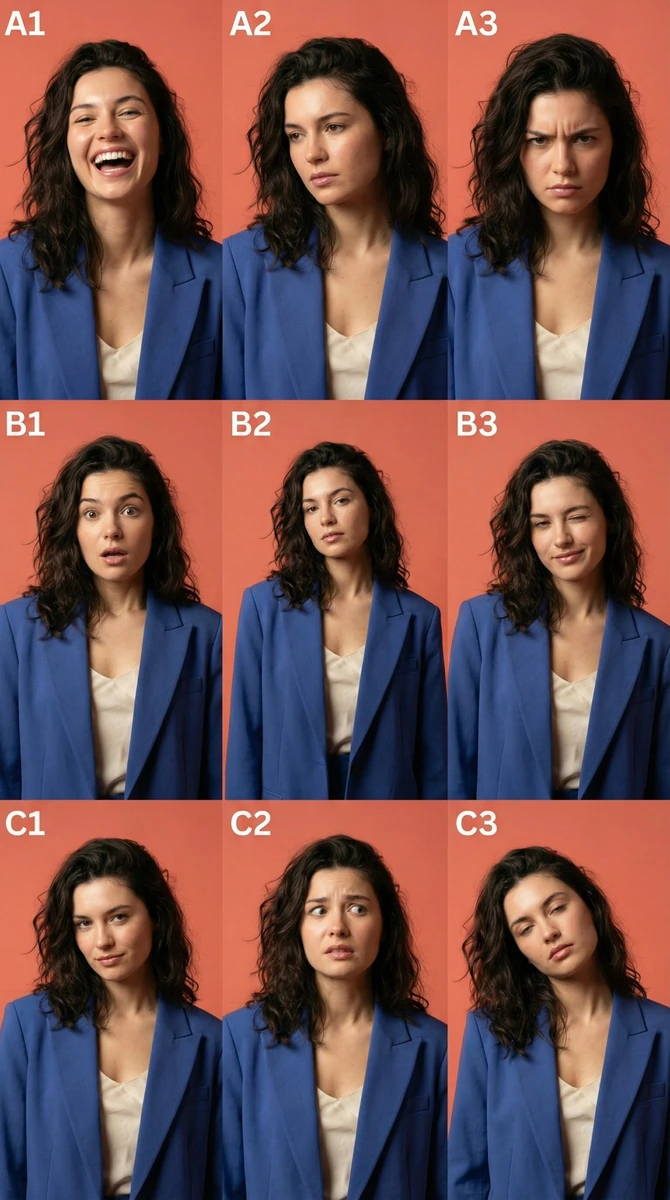 Distinct emotional portraits using Nano Banana Pro