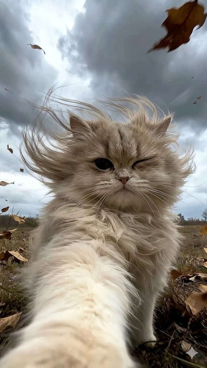 Windswept cato Selfie in Autumn.😻
