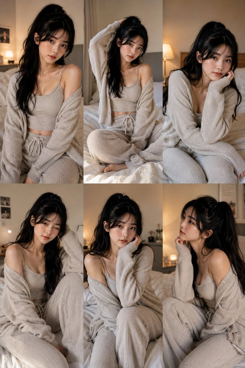 A 3×2 vertical editorial portrait collage featuring six candid lifestyle...