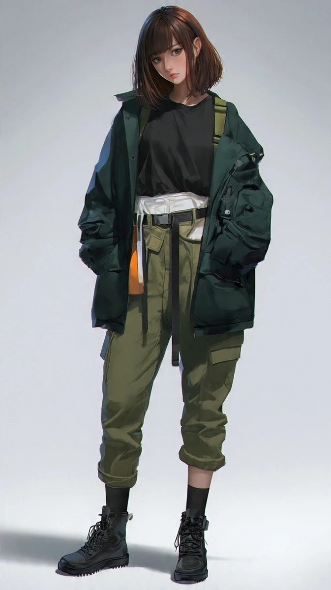 Midjourney prompt: Full body portrait of a young Japanese female characte...