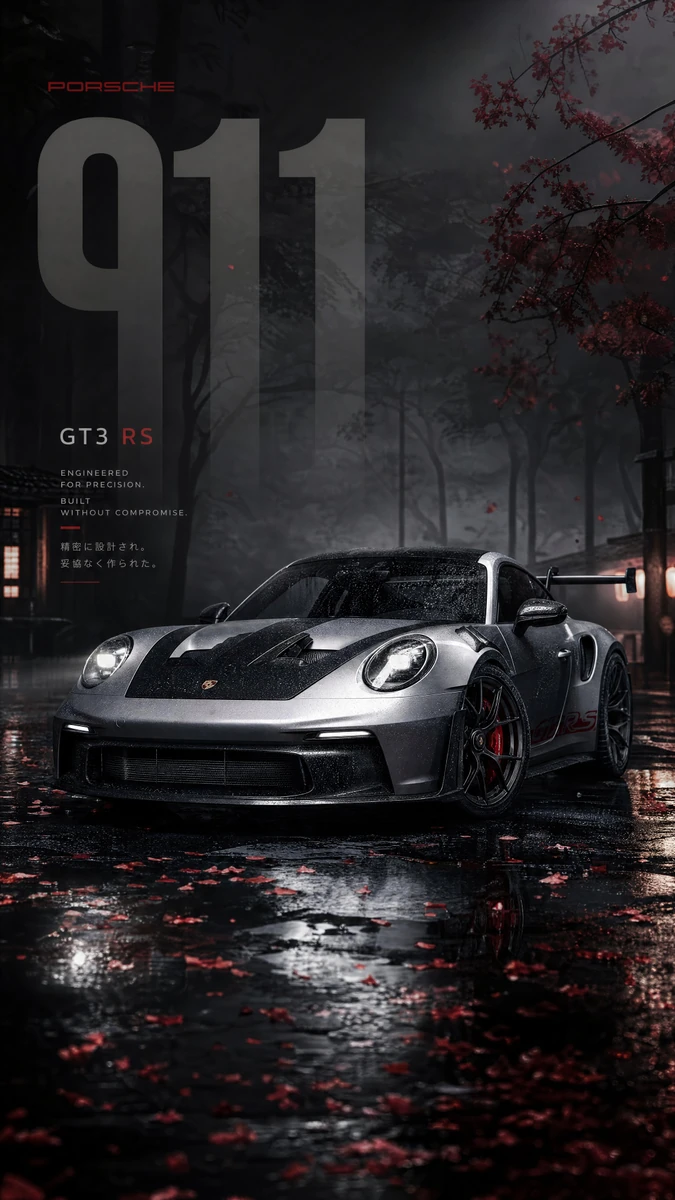 Ultra-realistic cinematic wallpaper poster, dark moody street-racer aesth...