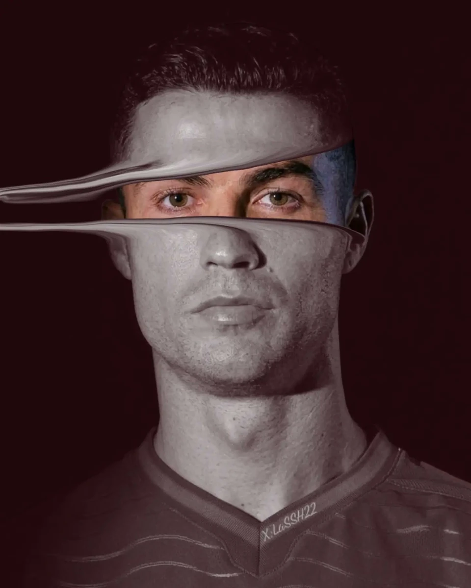 Ultra-minimalist surreal football portrait of a professional player again...