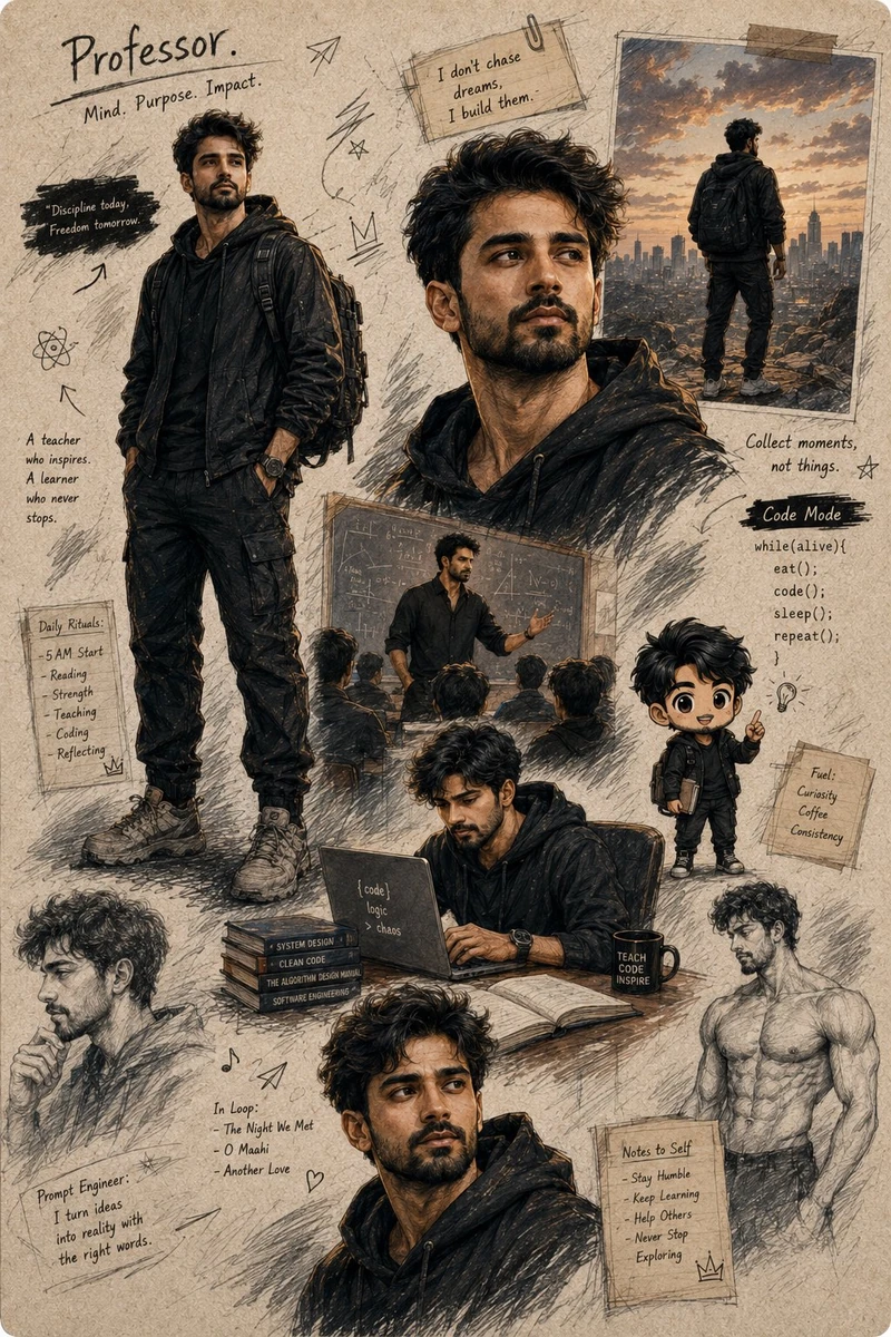 - Ultra-detailed anime-inspired cinematic character moodboard poster of a...