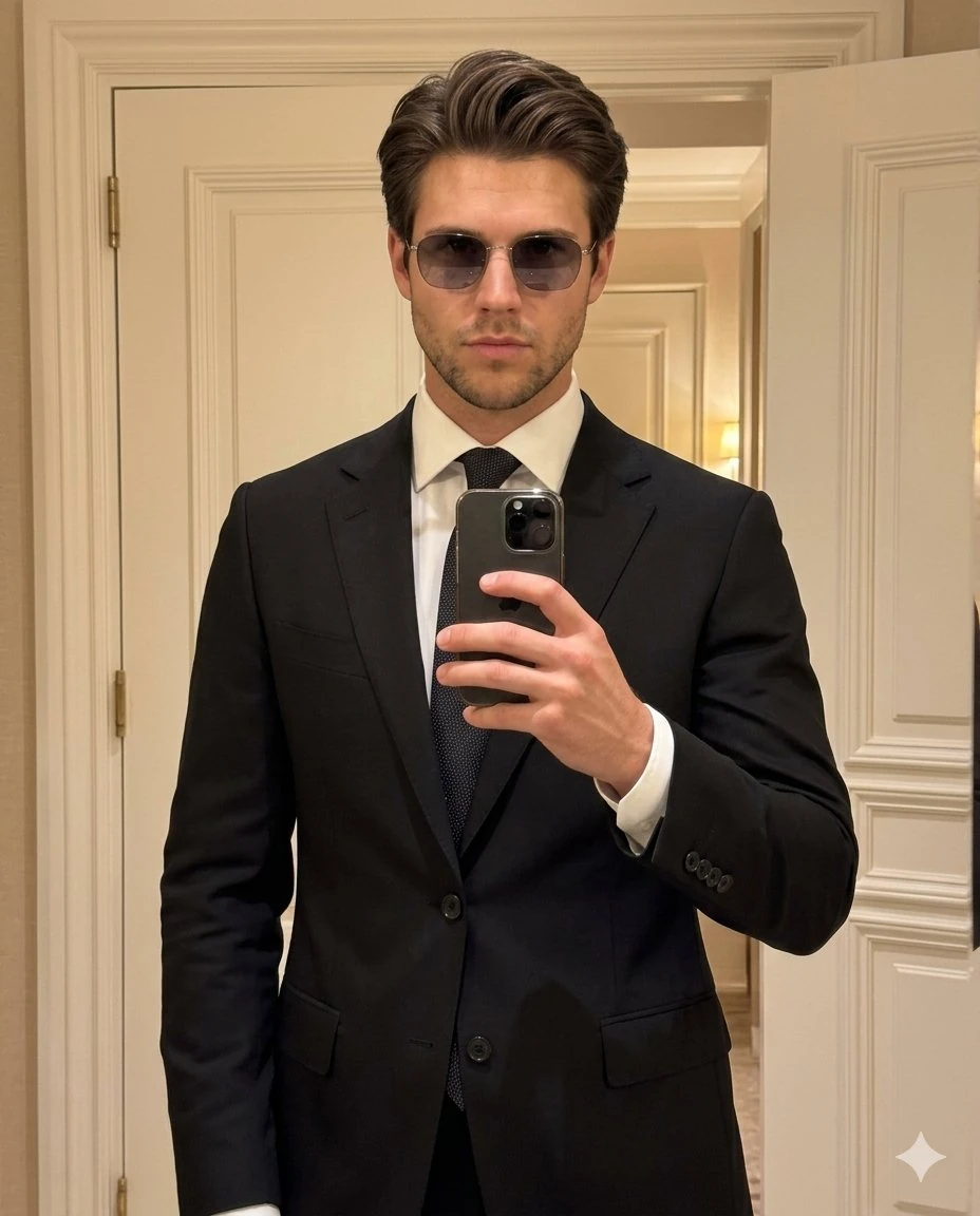 Ultra-realistic high-fashion mirror selfie of the SAME uploaded person, u...