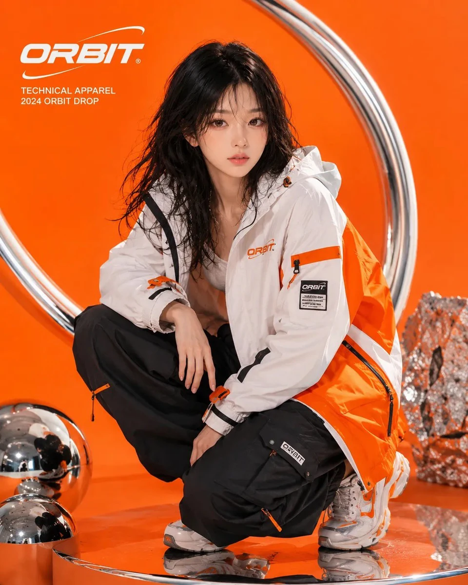 Semi-realistic anime style young Korean woman in the uploaded image, ORBI...