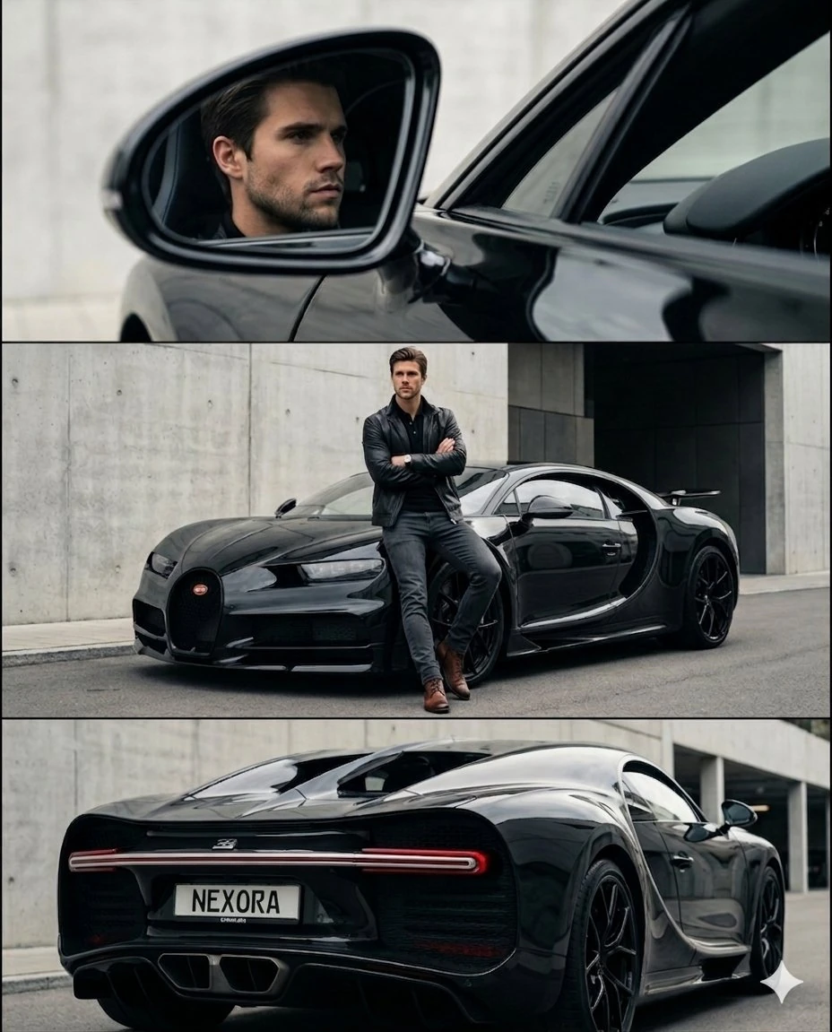 Ultra-realistic cinematic automotive editorial photoshoot featuring me, w...