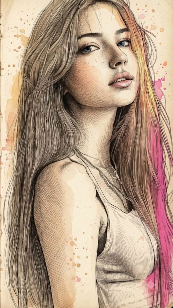 Ultra-realistic fine art portrait illustration with accurate human anatom...