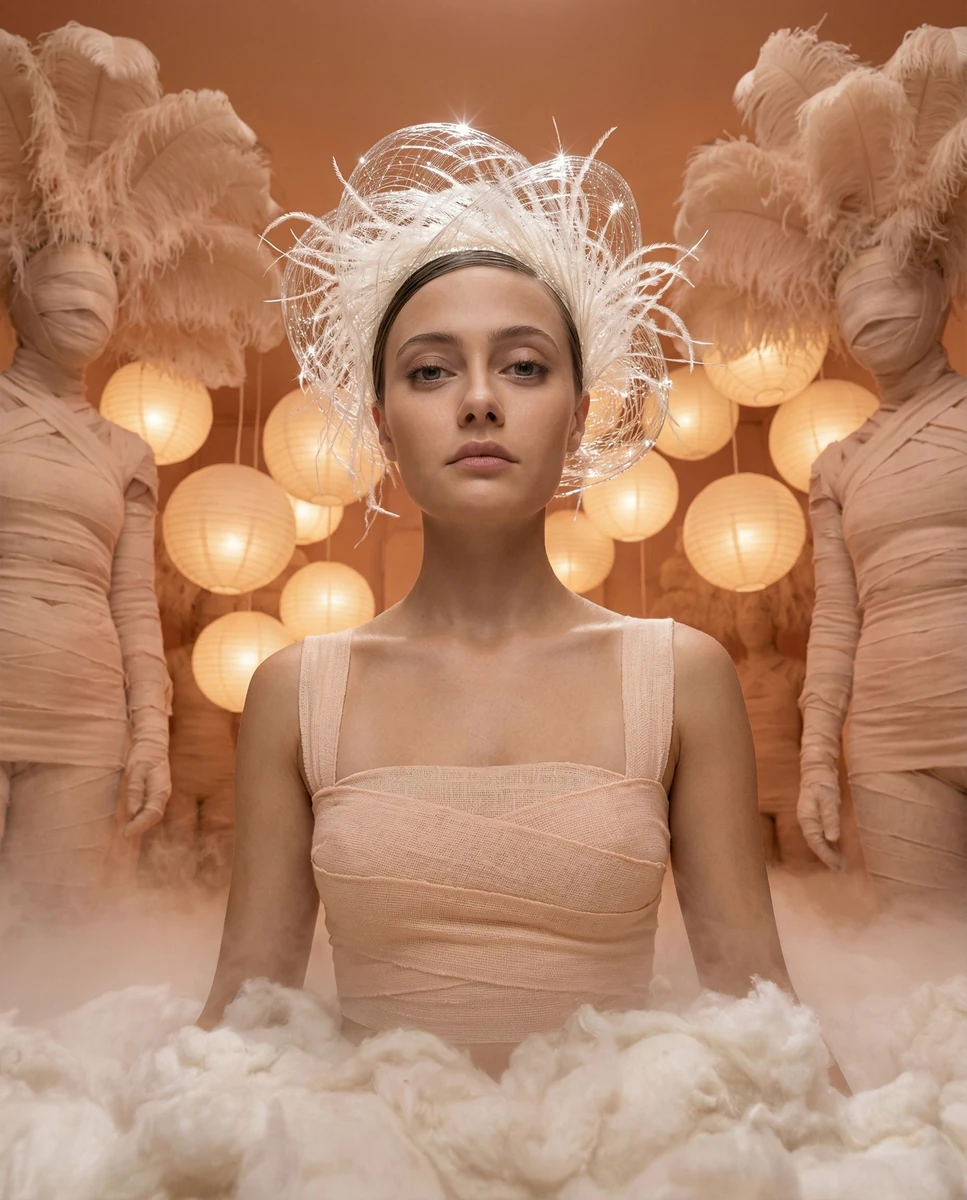 vibe_title_en": "Surreal Fabric Dreams Rising From Ground Level Clouds",
