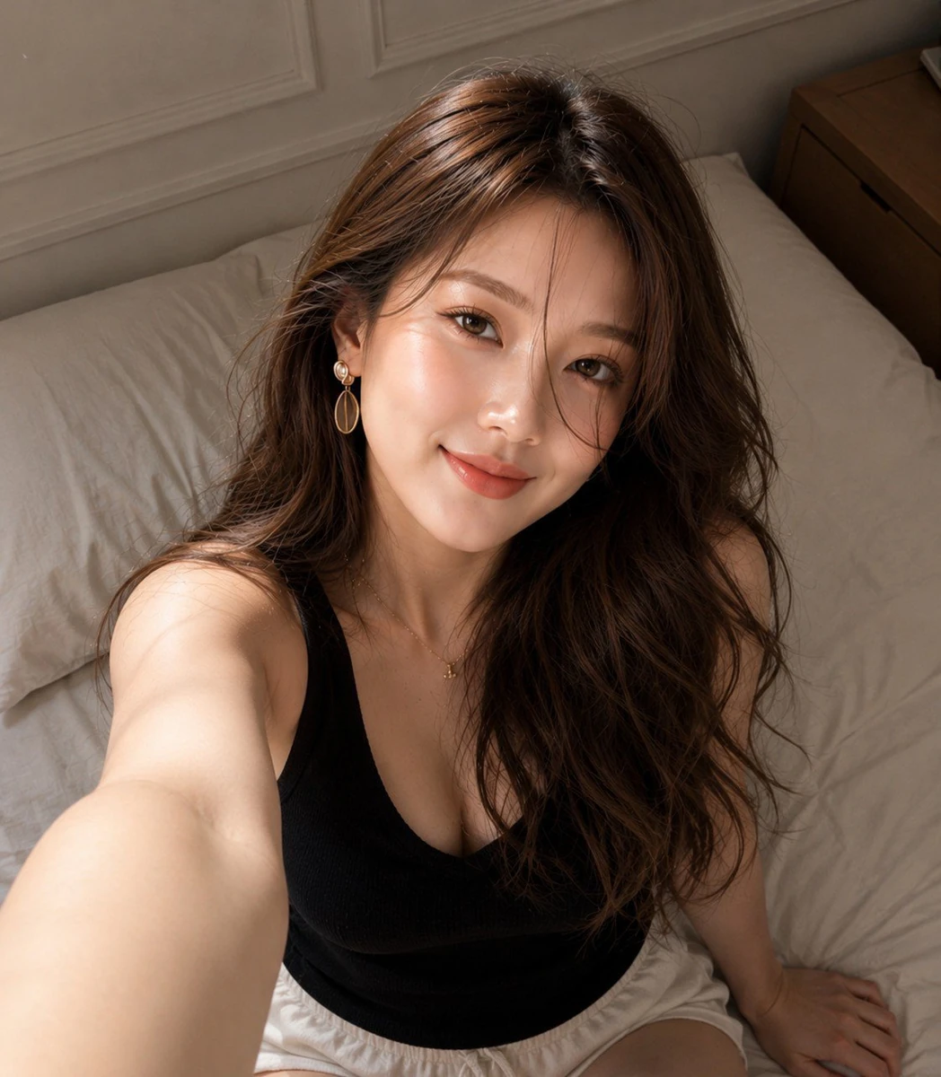 Ultra-realistic lifestyle selfie of a beautiful young woman ( face given...