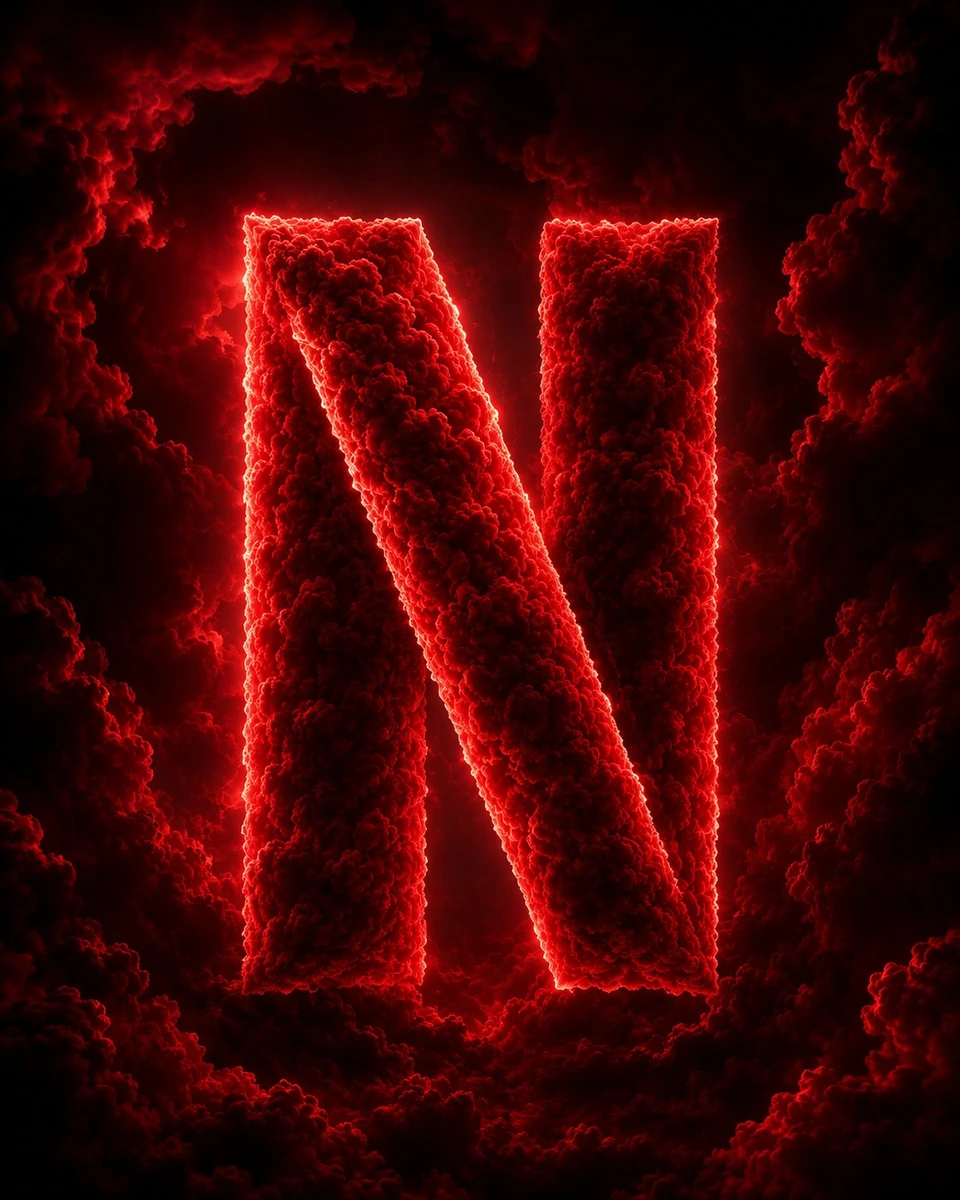 A highly detailed cinematic 3D scene featuring a famous brand logo formed...