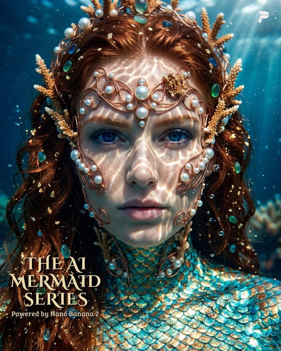 A hyper-realistic cinematic portrait close-up of a flawless mermaid Sover...