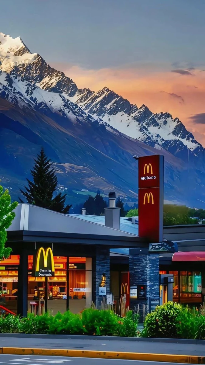 Ultra-photorealistic vertical smartphone photograph of a modern McDonald'...