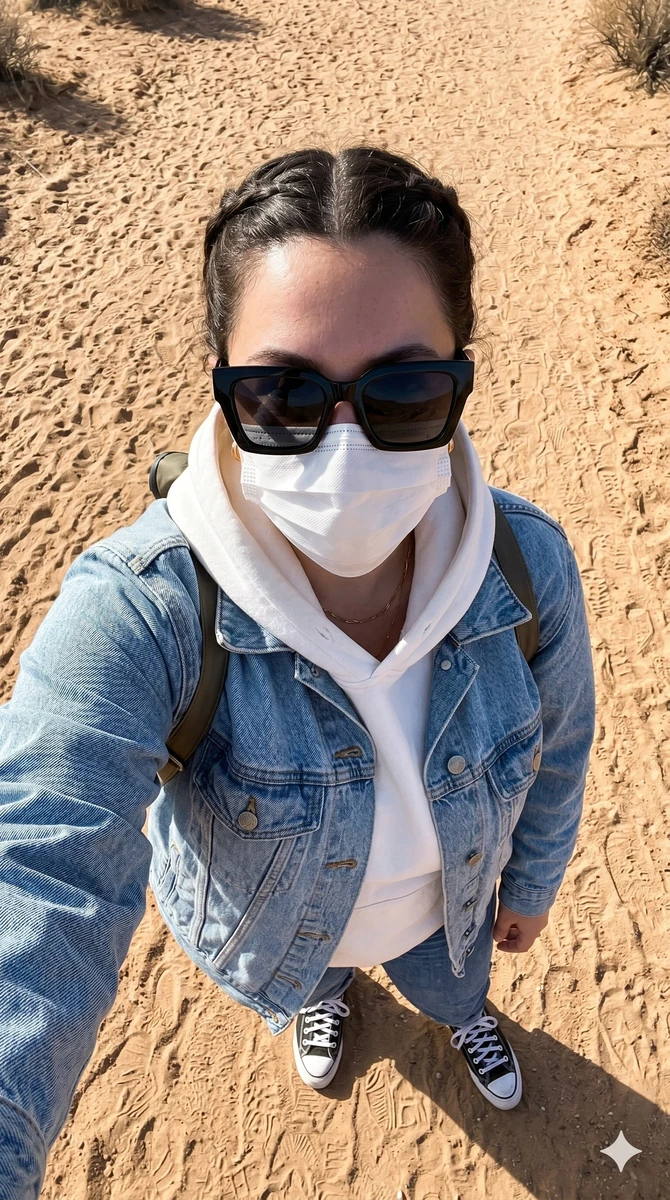 title": "Urban Explorer Overhead Travel Selfie",