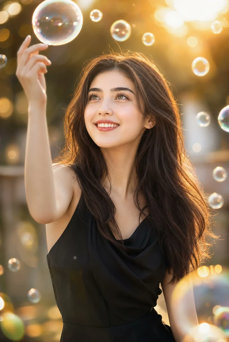 A breathtakingly beautiful young woman captured in a waist-up portrait, a...