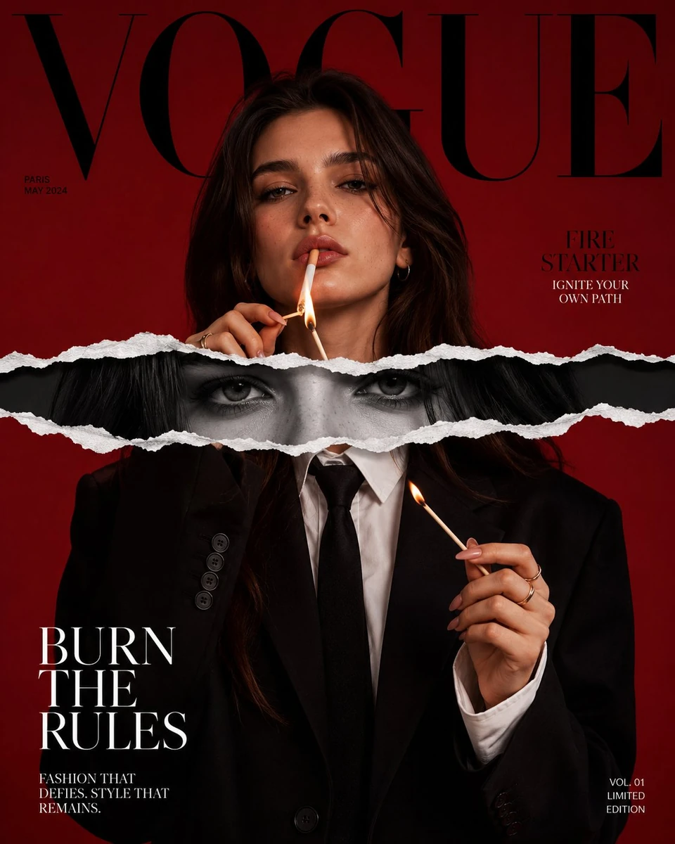 Ultra high fashion editorial magazine cover inspired by luxury fashion pu...