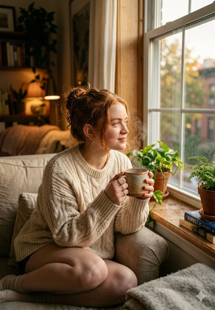 Cinematic everyday life images of Sadie Sink.