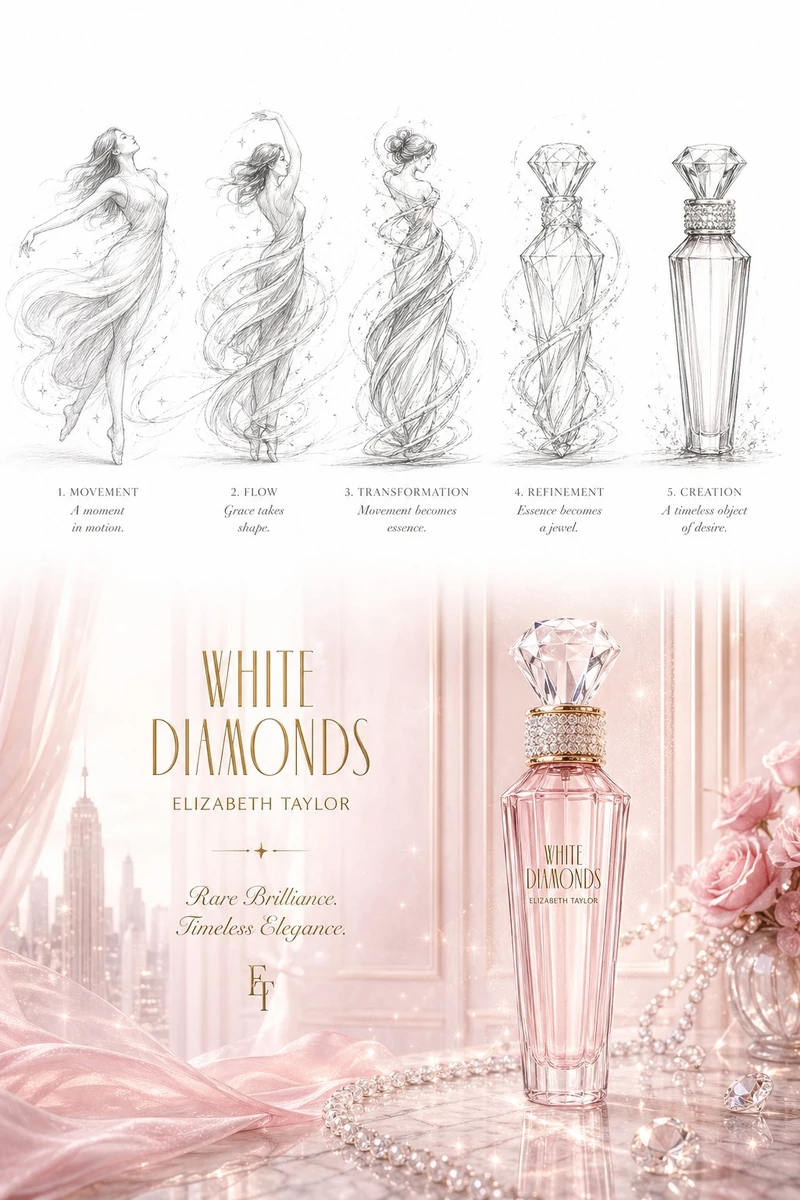 A vertical 2:3 premium design poster with two sections, inspired by White...