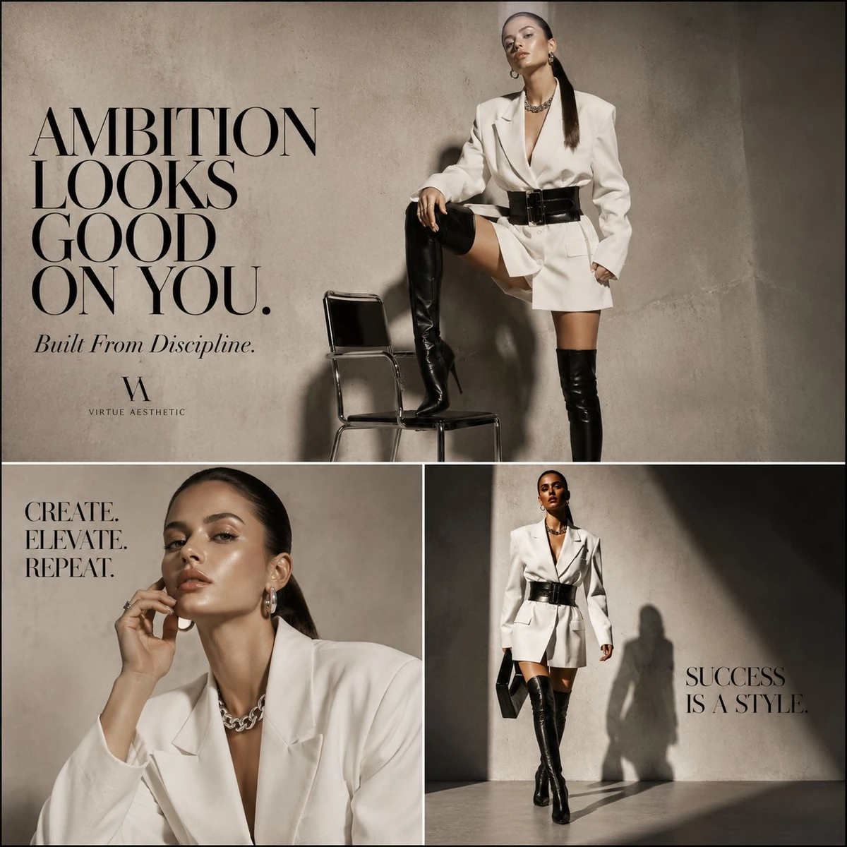 Ultra-luxury editorial collage inspired by modern Milan fashion magazines...