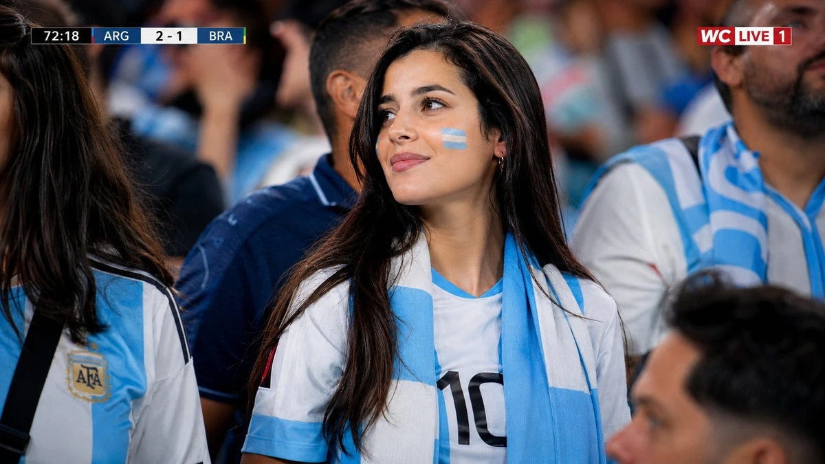 16:9 ultra-realistic live World Cup broadcast crowd cutaway inside a pack...