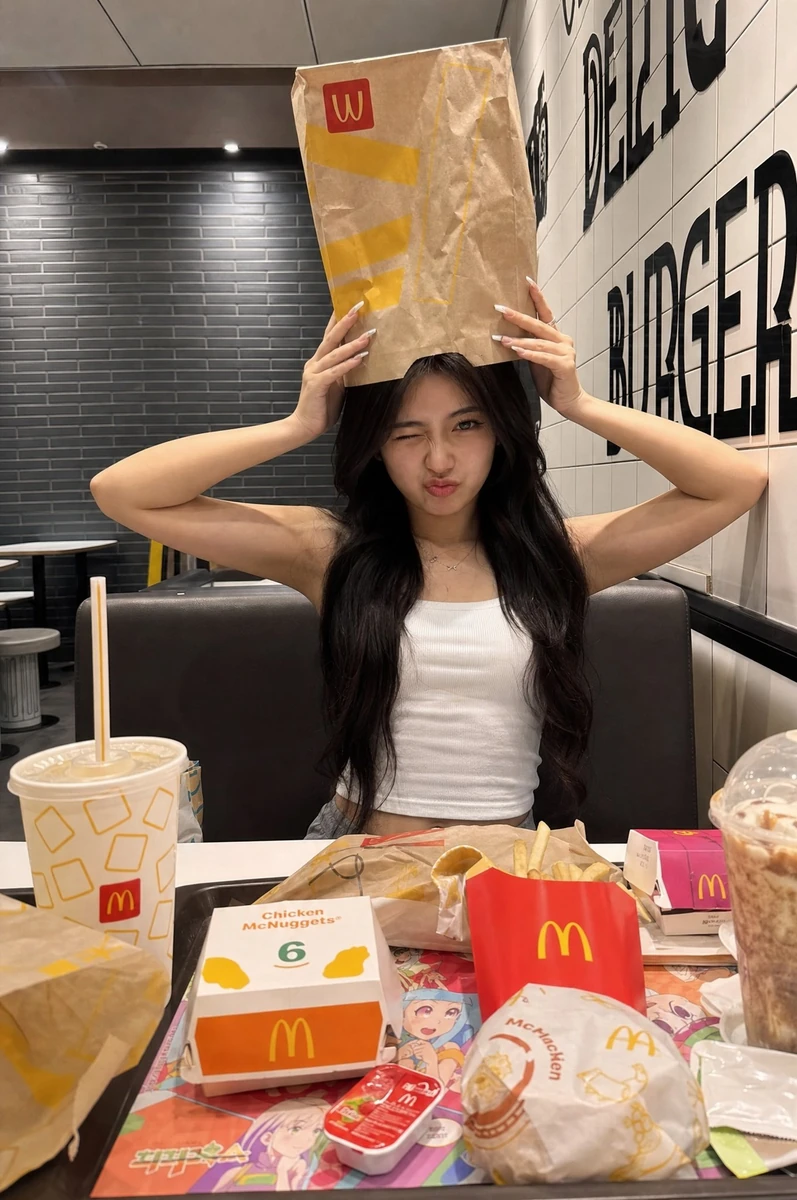 LUltra-realistic iPhone fast-food restaurant photo, identity preserved ex...