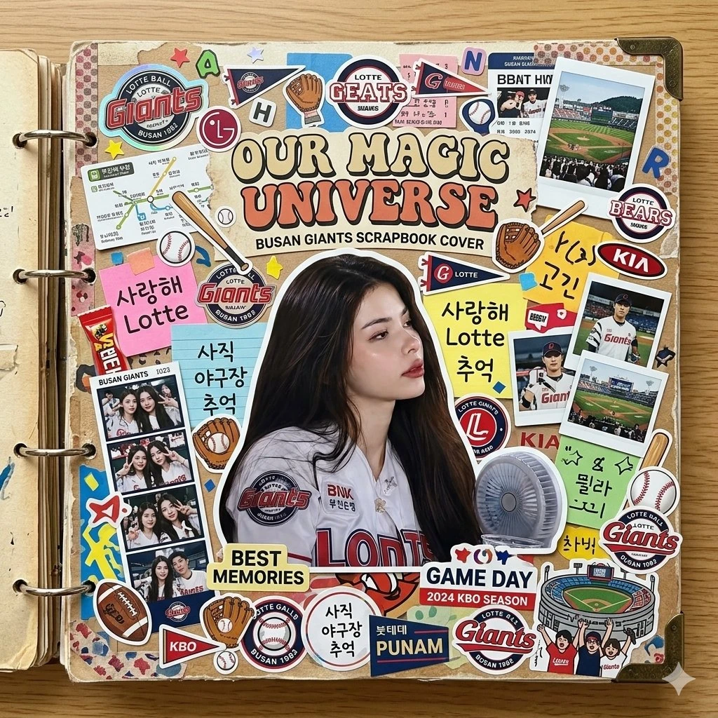 Transform the uploaded photo into Sticker Collage Scrapbook Cover Effect....