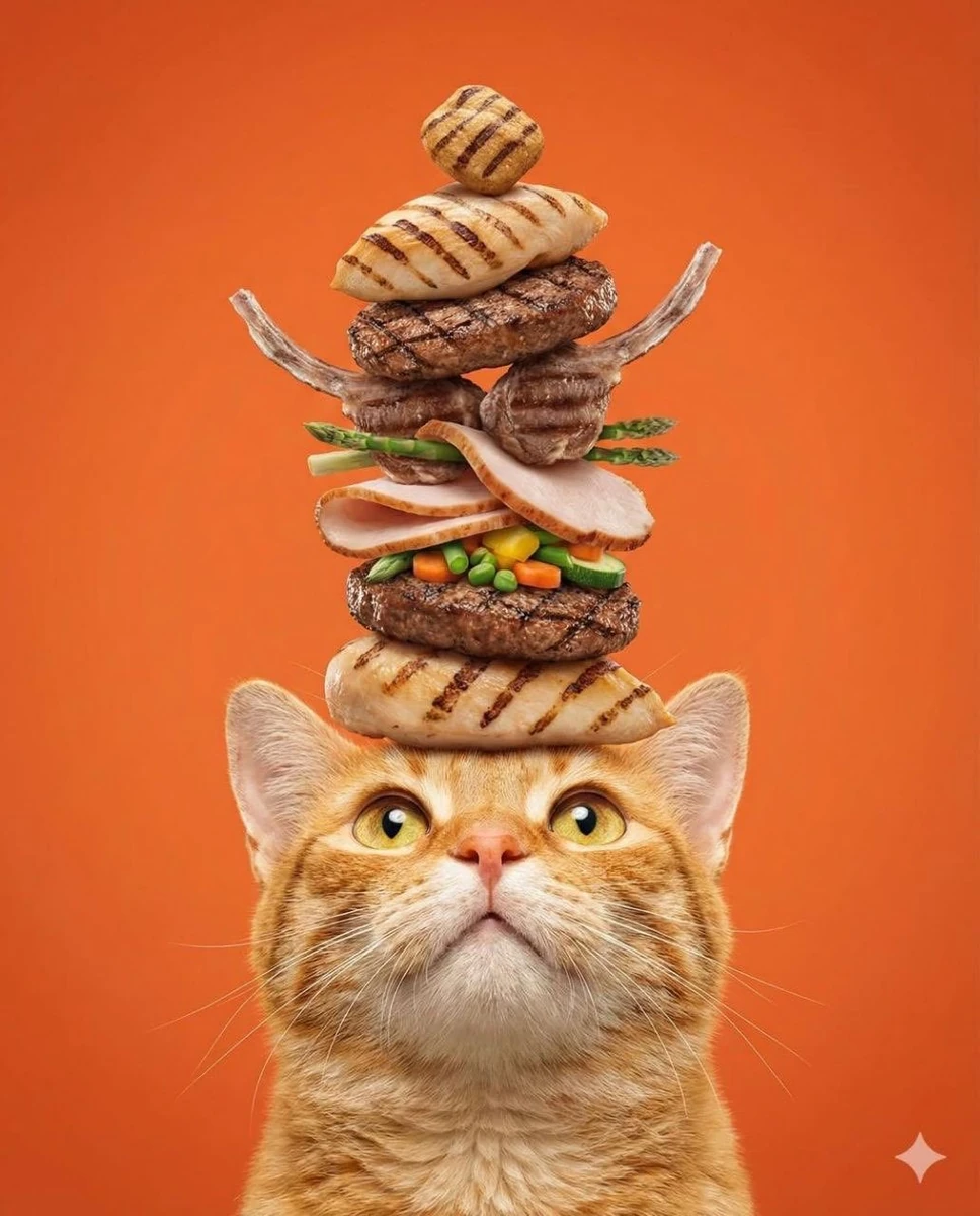 Ultra-realistic studio photograph of an orange tabby cat, centered compos...