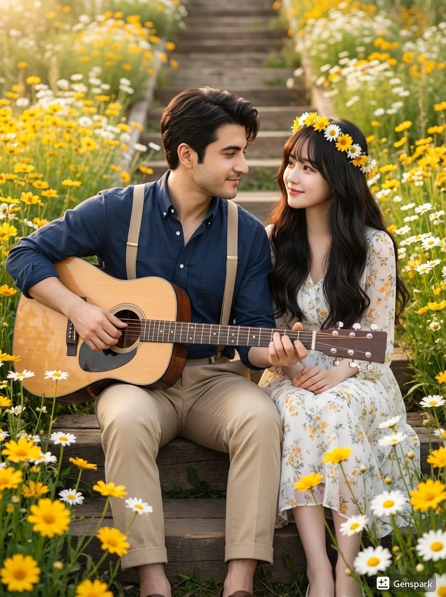 Vertical high-resolution romantic portrait in K-drama aesthetic. Young Ea...
