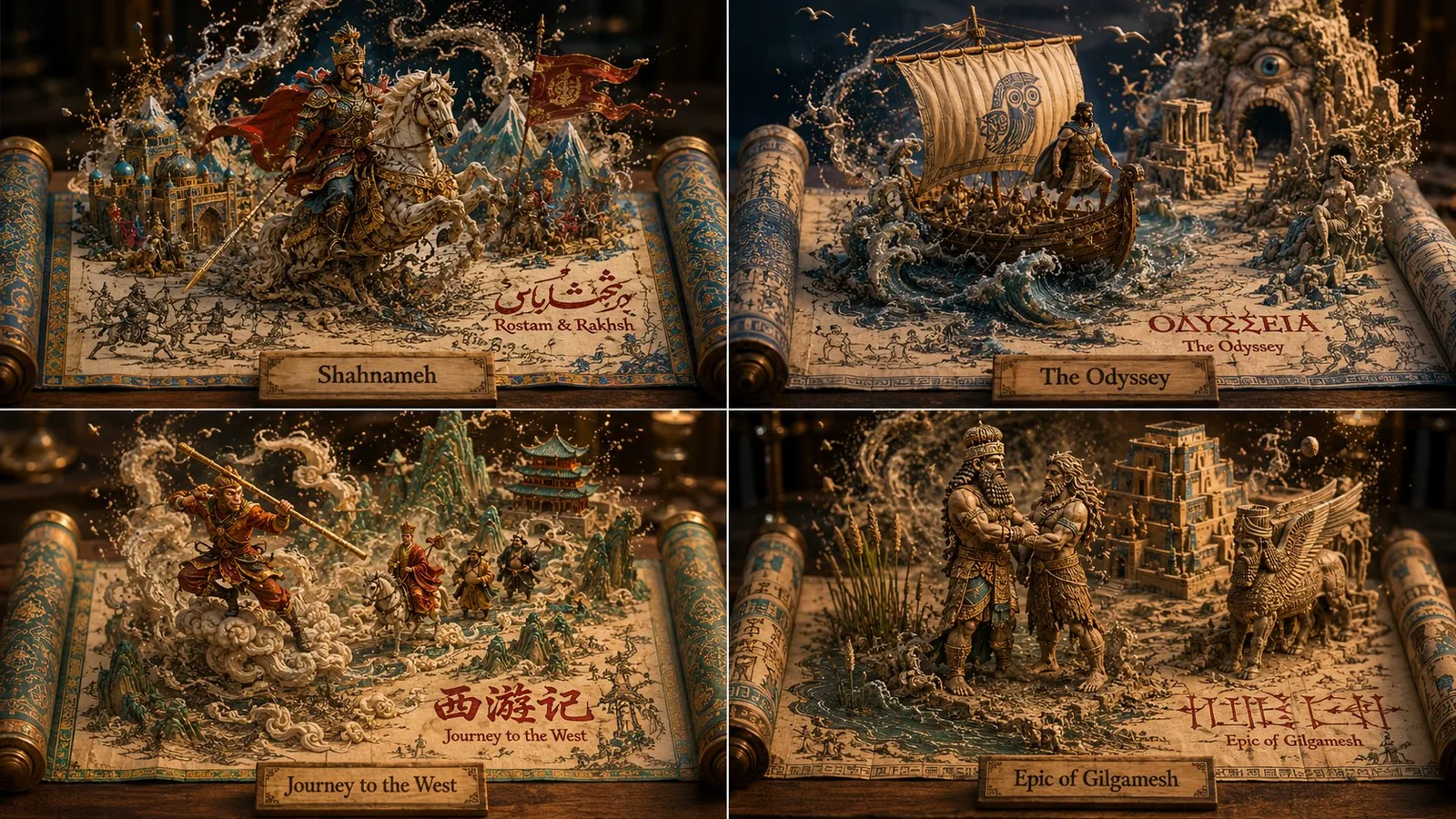 2x2 grd, 16:9, do this for shahnameh and 3 other public space non copyrig...
