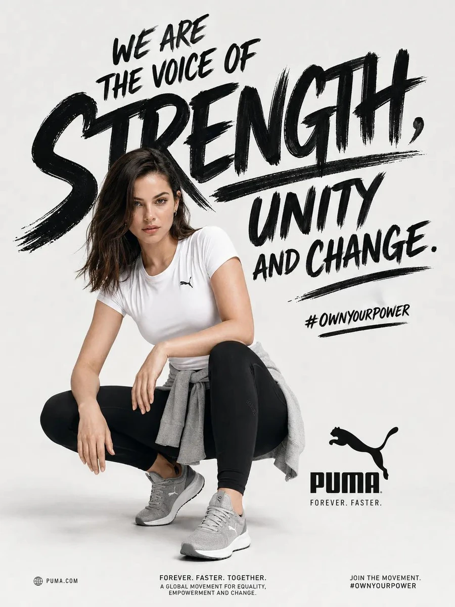 Ultra realistic modern sports fashion advertisement poster, confident you...