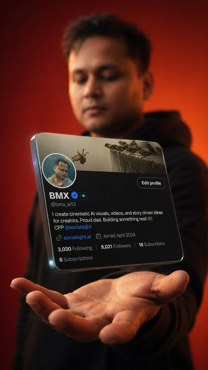 Use the uploaded X Handle screenshot as the exact card content reference.