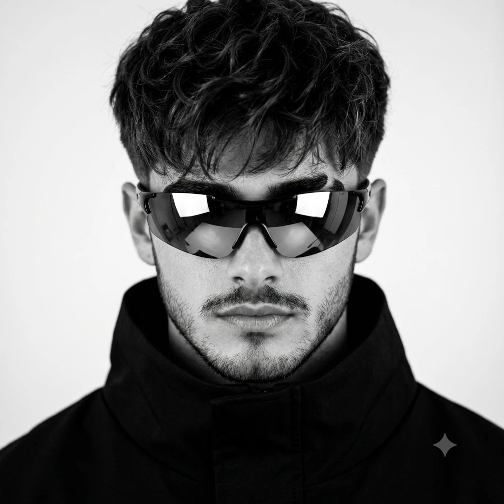 Ultra-realistic monochrome editorial portrait of Arthur Ferreira, preserv...