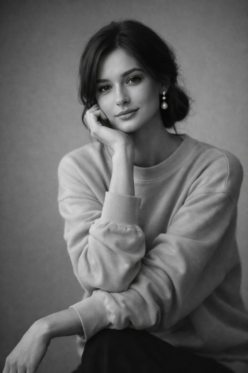 Monochromatic portrait created on Gemini Nano Banana Pro.