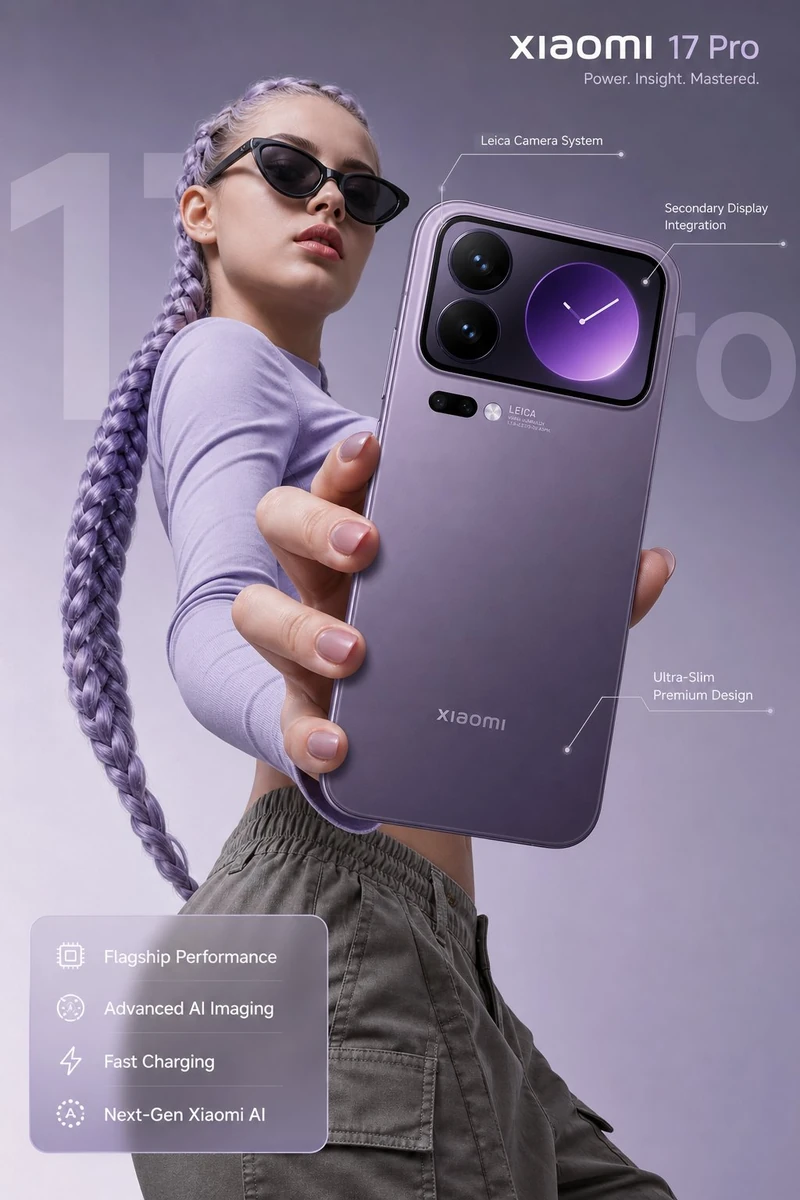 Ultra-realistic premium smartphone advertisement, featuring a confident y...