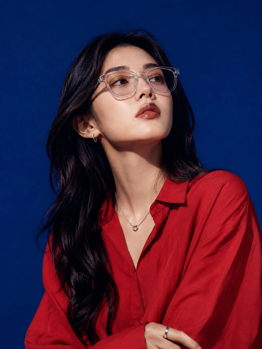 Ultra-realistic high-fashion studio portrait of a beautiful young East As...