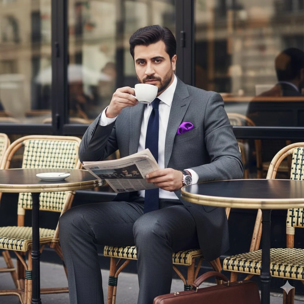 A sophisticated handsome Iranian or Persian man in his early 30s sitting...