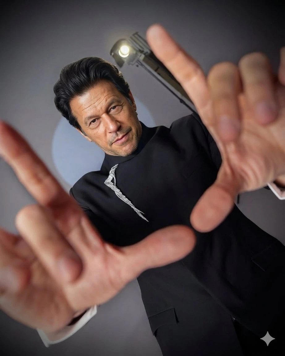 A dramatic low-angle portrait of a handsome middle-aged man with sharp fe...