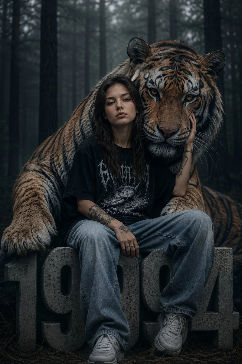 Ultra realistic cinematic portrait of a mysterious young alternative girl...