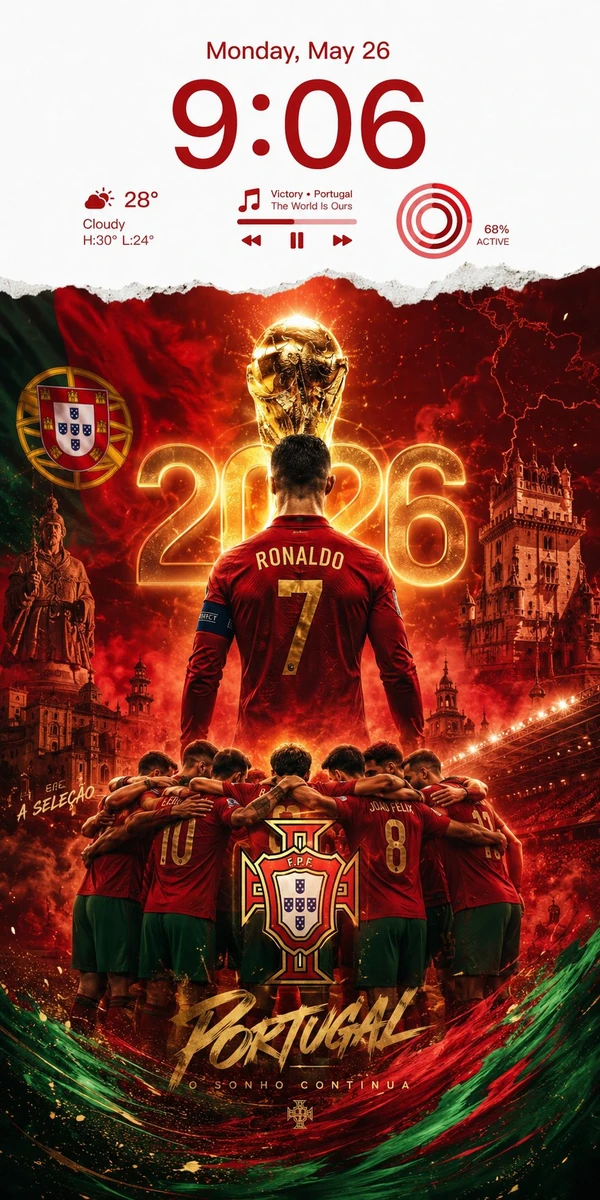 Ultra premium football smartphone lock screen wallpaper inspired by Portu...