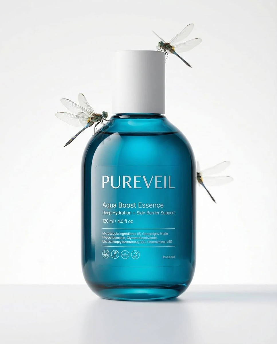 A professional skincare shot of a [product container] with [cap/lid], lab...