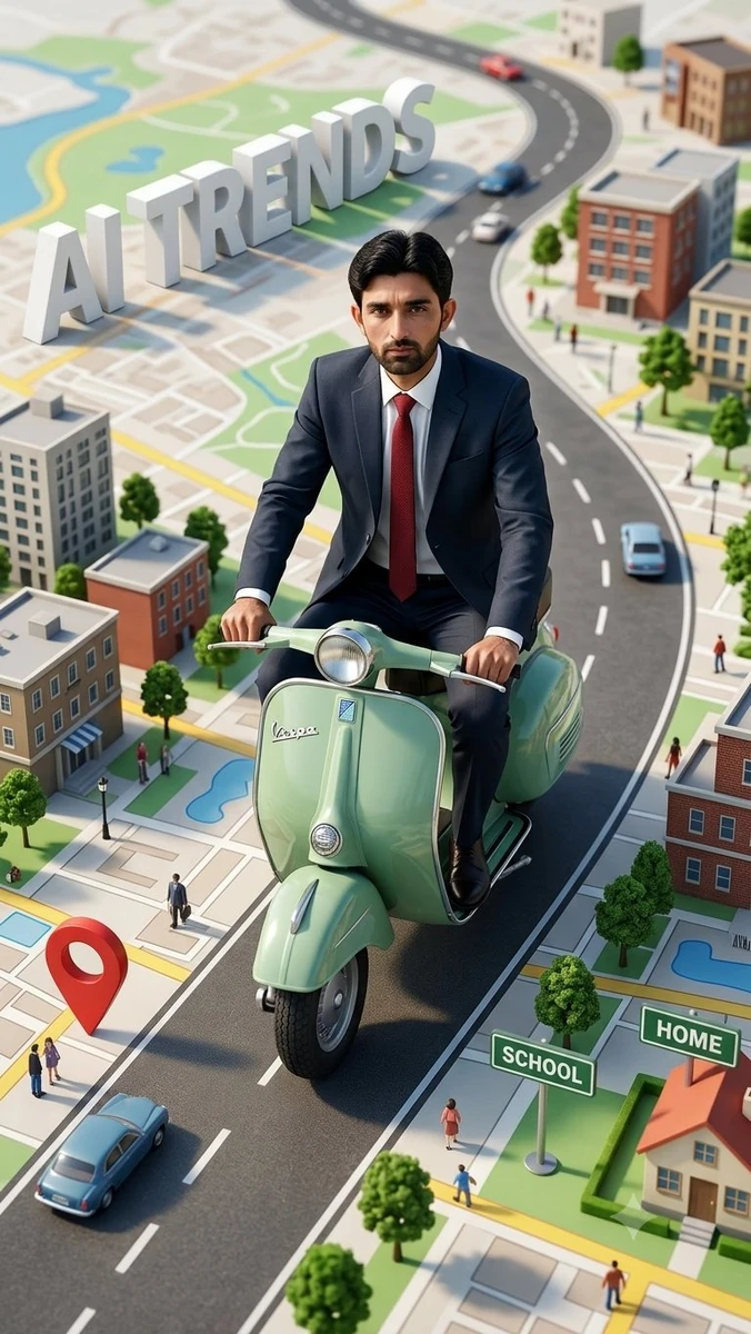 A cinematic wide-angle shot features uploaded face as reference, riding a...