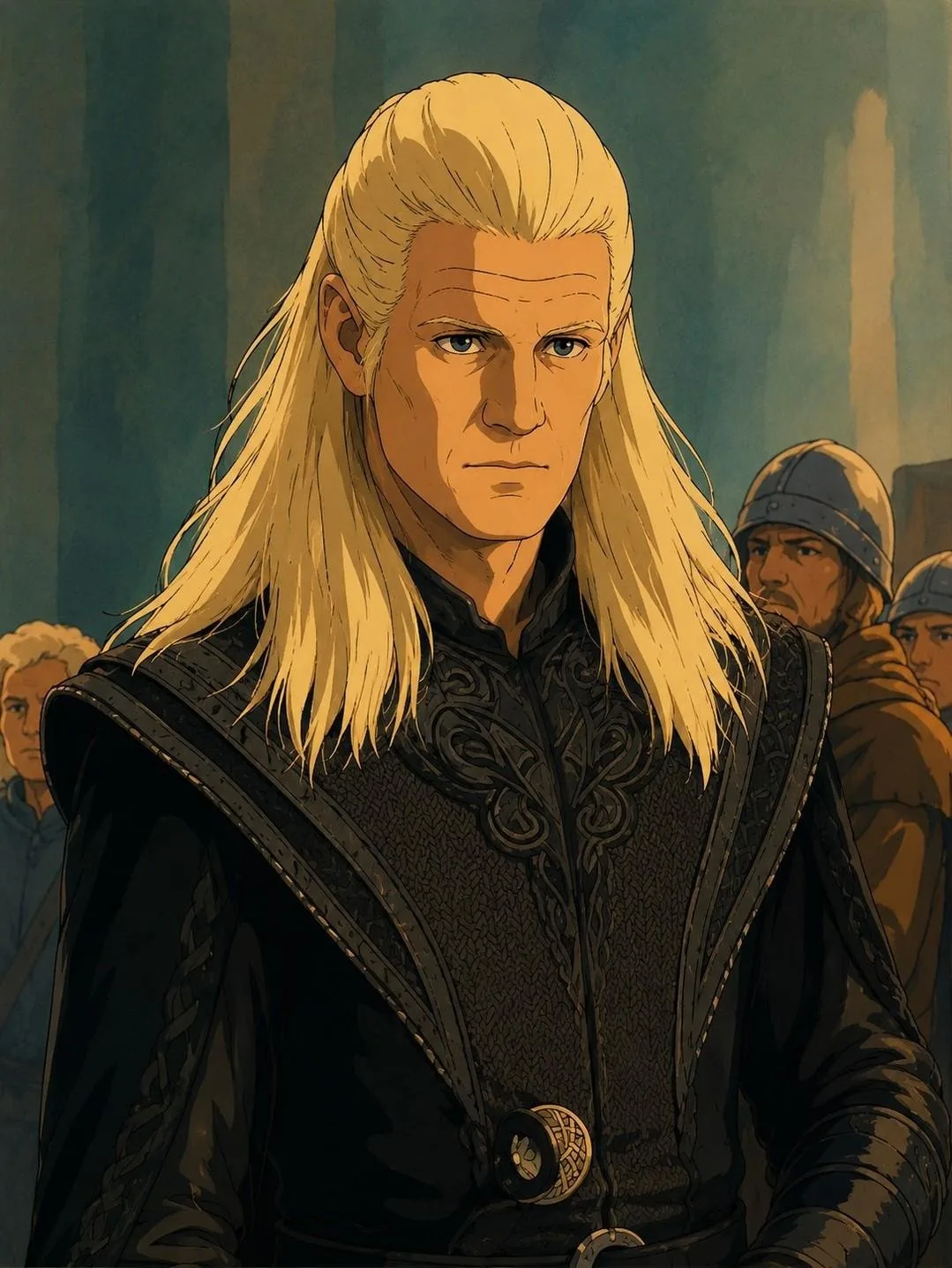 Restyle this image into a cel-shaded anime-style illustration inspired by...